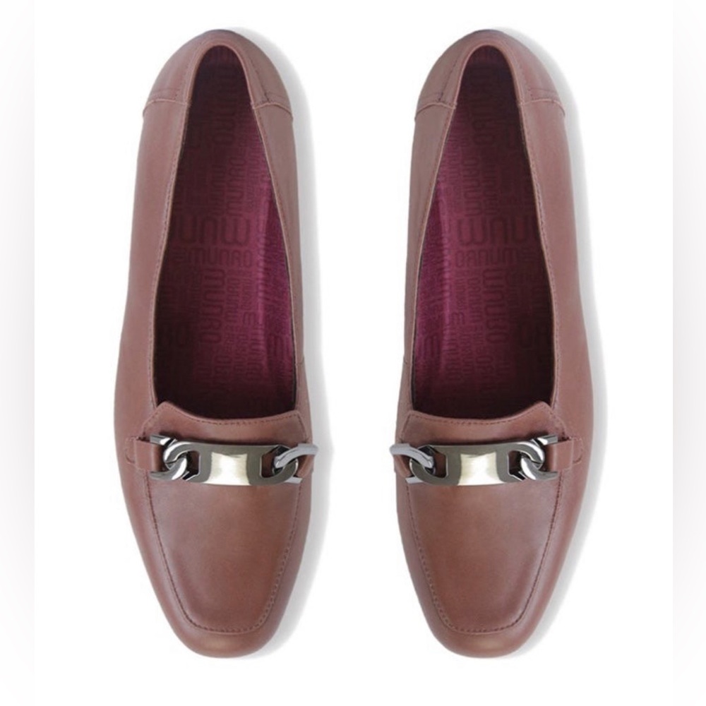 Munro Leather Blair Bit Loafers in Russell Brown Size: 8.5 - Picture 3 of 11